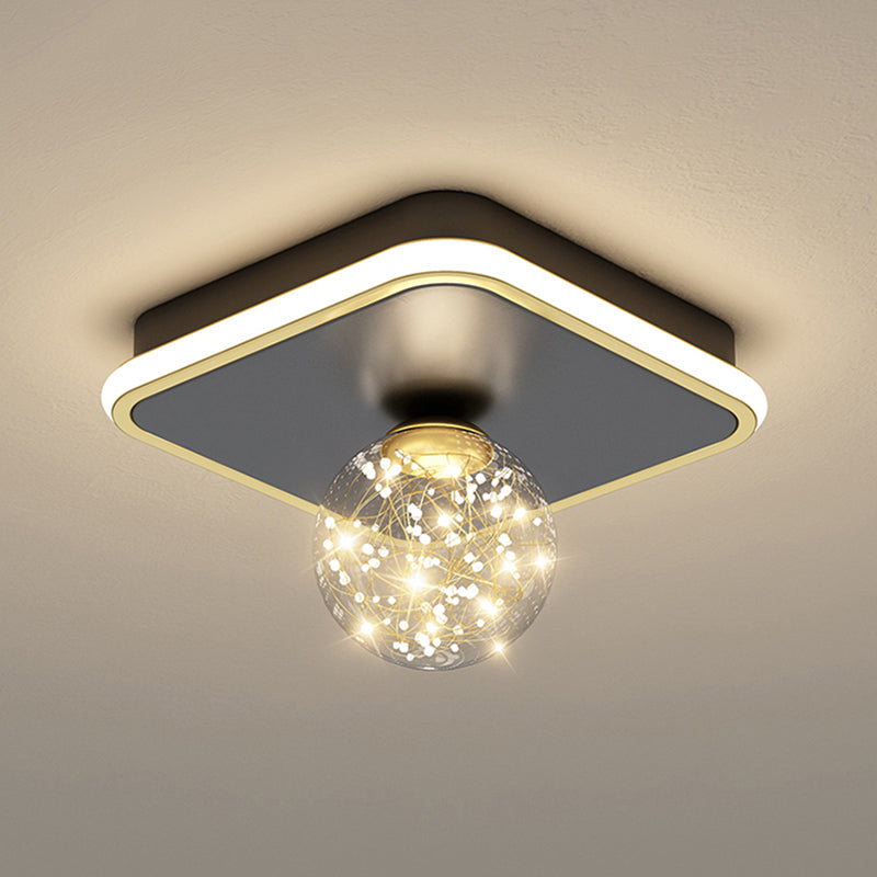 1-Light LED Metal Flush Mount Light New Modern Black Flush Ceiling Light for Hallway