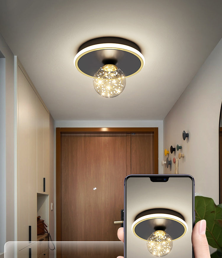 1-Light LED Metal Flush Mount Light New Modern Black Flush Ceiling Light for Hallway