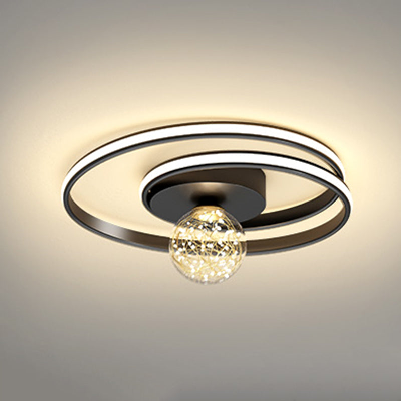 1-Light LED Metal Flush Mount Light Contemporary Slim Flush Ceiling Light for Bedroom