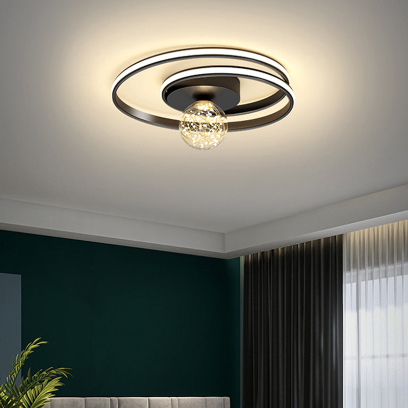 1-Light LED Metal Flush Mount Light Contemporary Slim Flush Ceiling Light for Bedroom