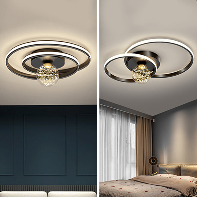 1-Light LED Metal Flush Mount Light Contemporary Slim Flush Ceiling Light for Bedroom