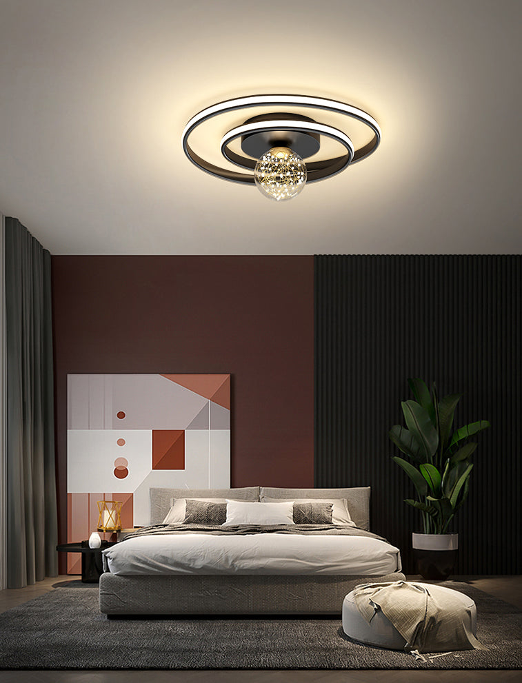 1-Light LED Metal Flush Mount Light Contemporary Slim Flush Ceiling Light for Bedroom