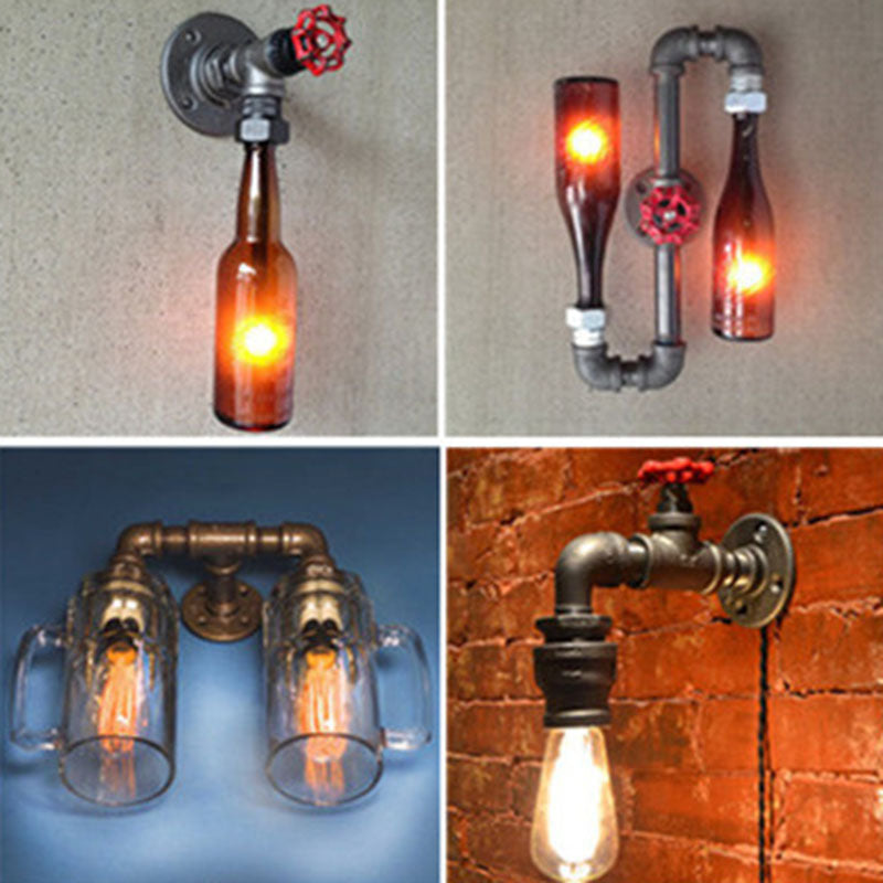 Schwarzer industrieller Stilleuchte Schmiedeeisen Wandlampe Lampenlampe für Bar