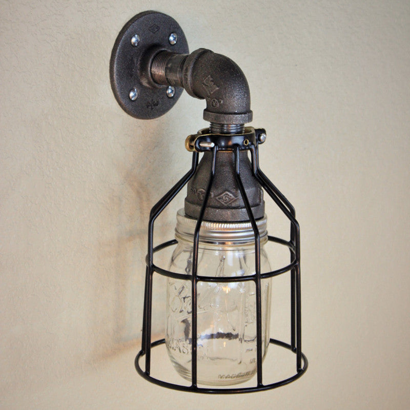 Black Industrial Style Sconce Light Fixtures Wrought Iron Wall Lamp Sconce for Bar