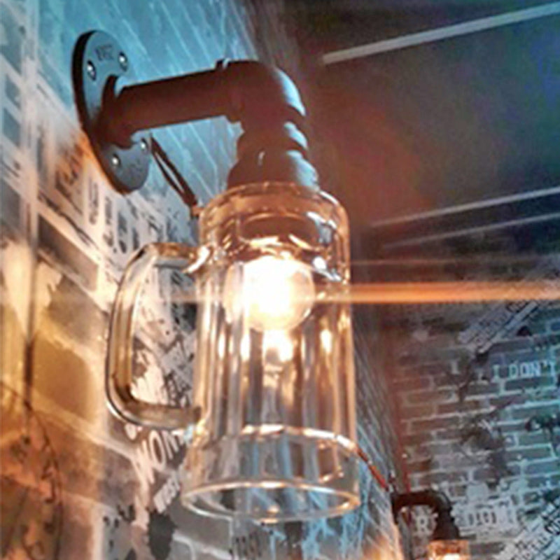 Schwarzer industrieller Stilleuchte Schmiedeeisen Wandlampe Lampenlampe für Bar