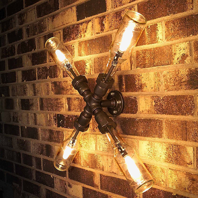 Schwarzer industrieller Stilleuchte Schmiedeeisen Wandlampe Lampenlampe für Bar