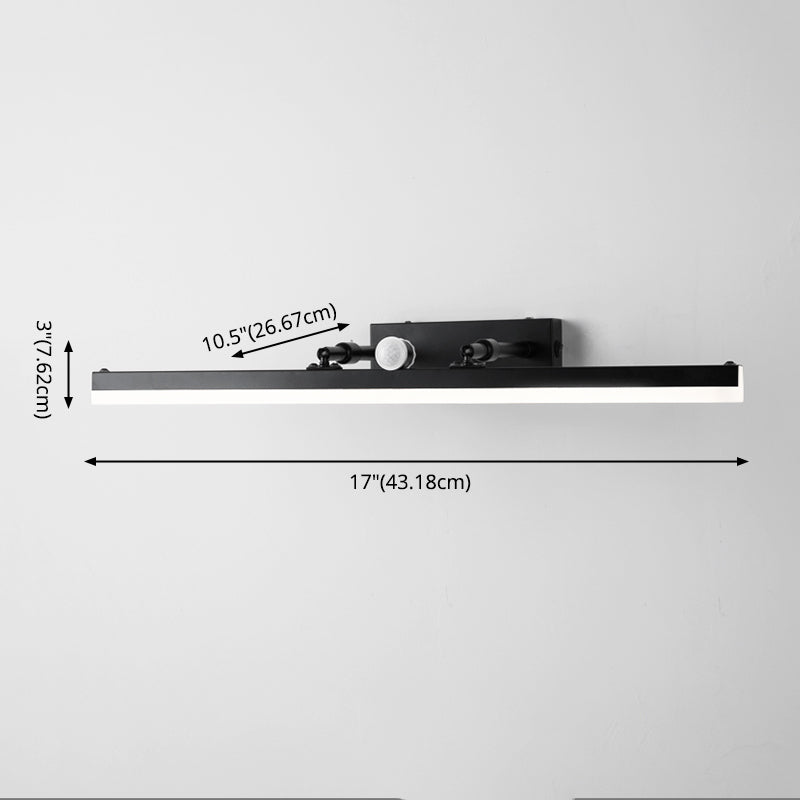 Moderner minimalistischer Stil Lineare Waschtischwandleuchten Metallbeleuchtung im schwarzen Finish