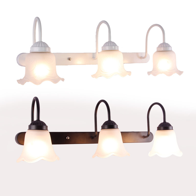 Traditionelle Einfachheit Bell Eitelkeit Wandleuchten Creme Glaswandhalterung Leuchte für Badezimmer