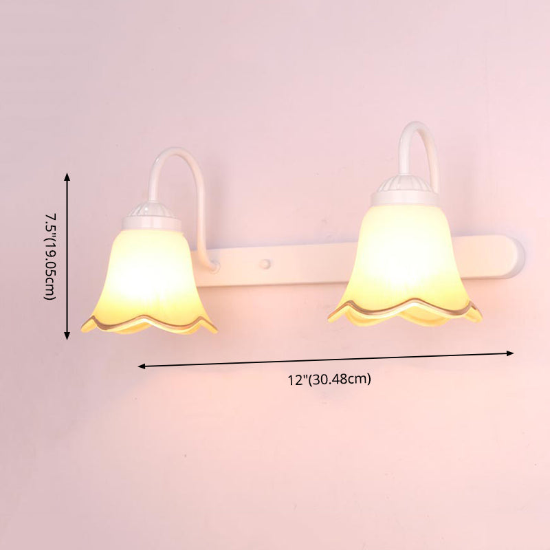 Traditionelle Einfachheit Bell Eitelkeit Wandleuchten Creme Glaswandhalterung Leuchte für Badezimmer