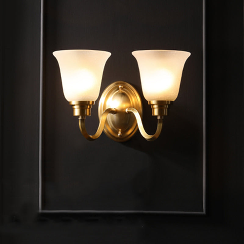 Semplicità vintage Bell Bell Vanity Lights Sconce Milk Glass Wall Monte Flaching per bagno