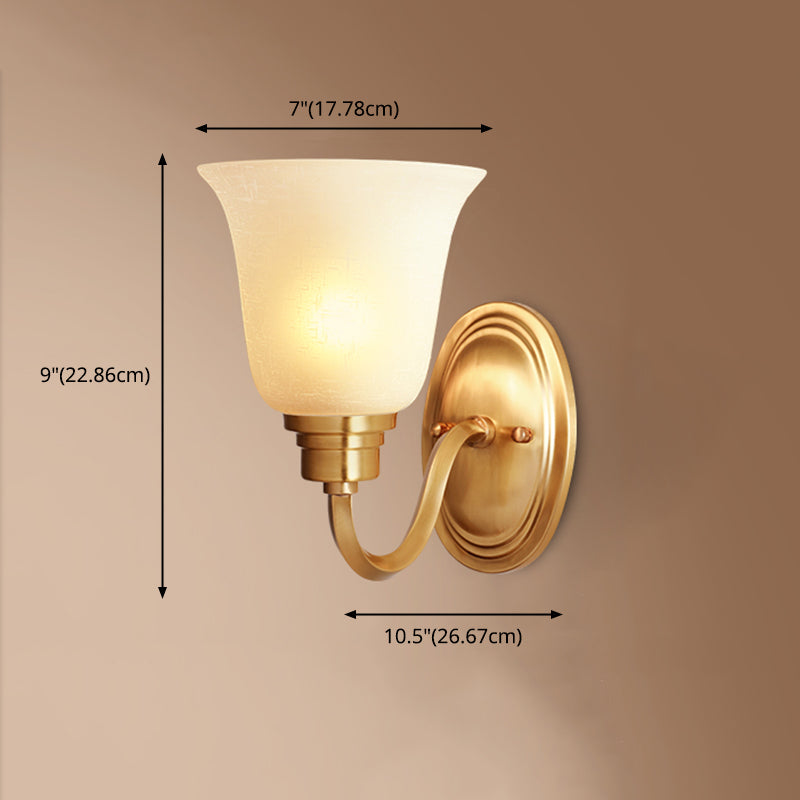 Semplicità vintage Bell Bell Vanity Lights Sconce Milk Glass Wall Monte Flaching per bagno