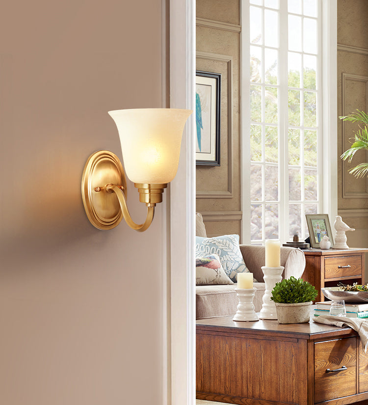 Semplicità vintage Bell Bell Vanity Lights Sconce Milk Glass Wall Monte Flaching per bagno