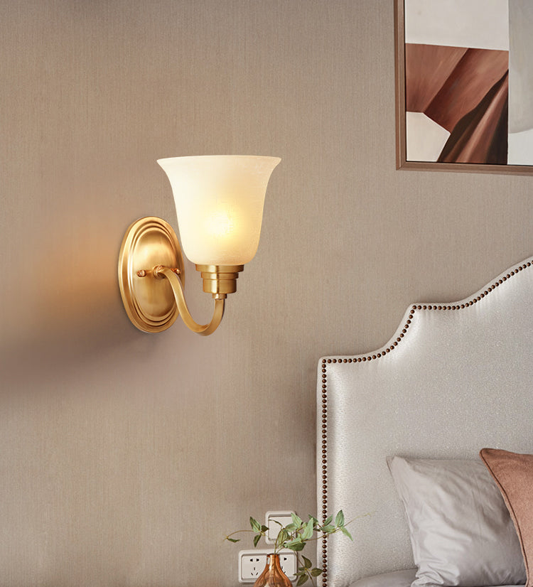 Semplicità vintage Bell Bell Vanity Lights Sconce Milk Glass Wall Monte Flaching per bagno