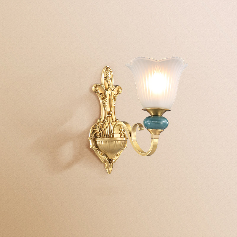 Traditional Simplicity Bell Vanity Sconce Lights Milk Glass Wall Mount Light Fixture for Bathroom