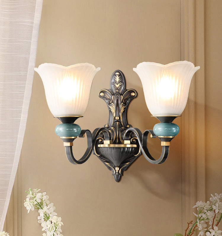 Traditional Simplicity Bell Vanity Sconce Lights Milk Glass Wall Mount Light Fixture for Bathroom
