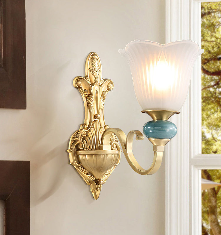 Traditional Simplicity Bell Vanity Sconce Lights Milk Glass Wall Mount Light Fixture for Bathroom