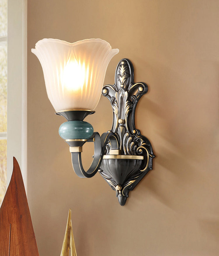 Traditional Simplicity Bell Vanity Sconce Lights Milk Glass Wall Mount Light Fixture for Bathroom