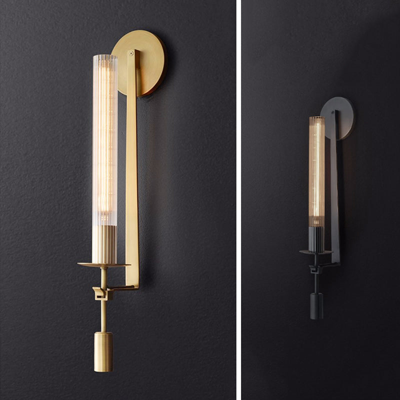 Traditionelle Einfachheit Zylinder Waschtischleuchten klare Glaswandmontageleuchte für Badezimmer