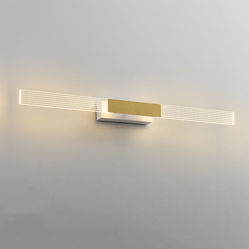 Strip Vanity Mirror Light Minimalist Acrylic LED Bath Wall Mount Lighting in Gold