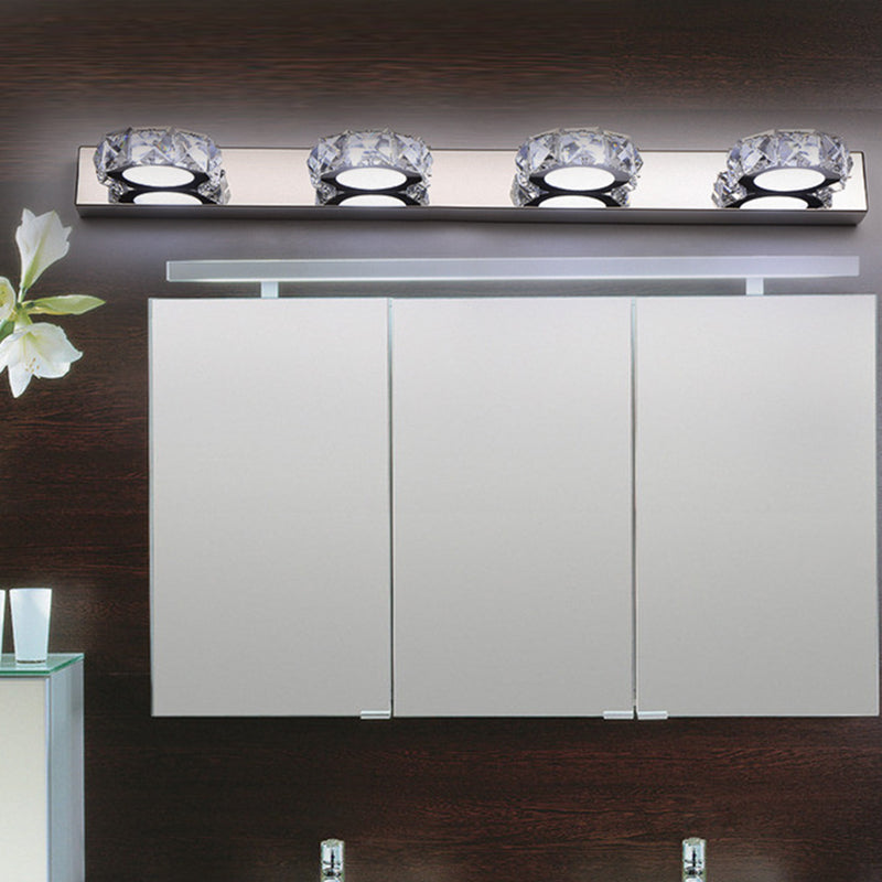 K9 Kristallblock Waschtisch Wandleuchter Modernismus Chrom Finish LED -Wandlampe für Bad