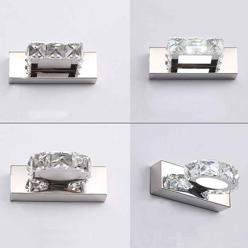 K9 Kristallblock Waschtisch Wandleuchter Modernismus Chrom Finish LED -Wandlampe für Bad