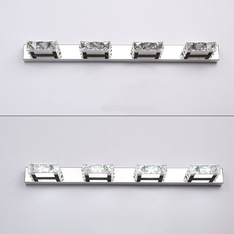 K9 Kristallblock Waschtisch Wandleuchter Modernismus Chrom Finish LED -Wandlampe für Bad