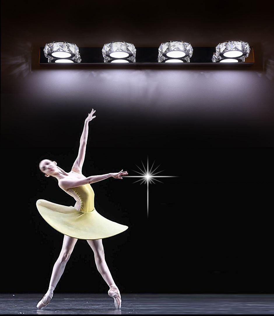 K9 Kristallblock Waschtisch Wandleuchter Modernismus Chrom Finish LED -Wandlampe für Bad