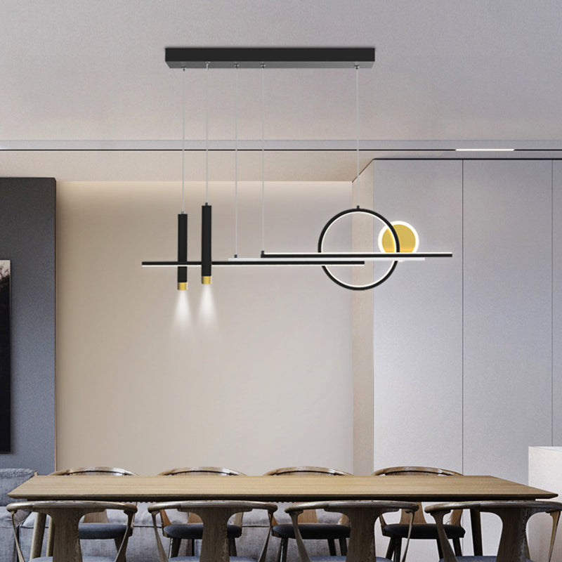 Moderni apparecchi di illuminazione lampadario lineare moderno in alluminio appeso a soffitto in alluminio con finitura nera