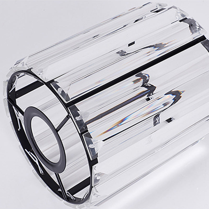 Cilindrische gesuspendeerde verlichtingsarmatuur Minimalistische kristallen trappenhangend plafondlicht in zwart