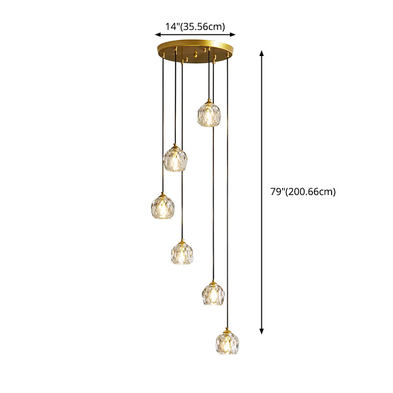 Schattierte hängende Leuchte Moderne Stil Kristall Gold Anhängerleuchte für Treppe