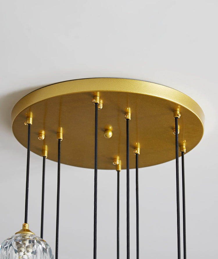 Schattierte hängende Leuchte Moderne Stil Kristall Gold Anhängerleuchte für Treppe