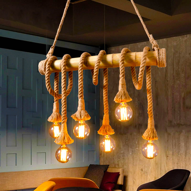 Hanging Lamp Natural Rope Light Vintage Room Indoor Bar Light