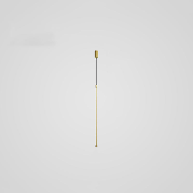 Modern Minimalist Style Linear Hanging Pendant Lights Copper Suspended Lighting Fixture