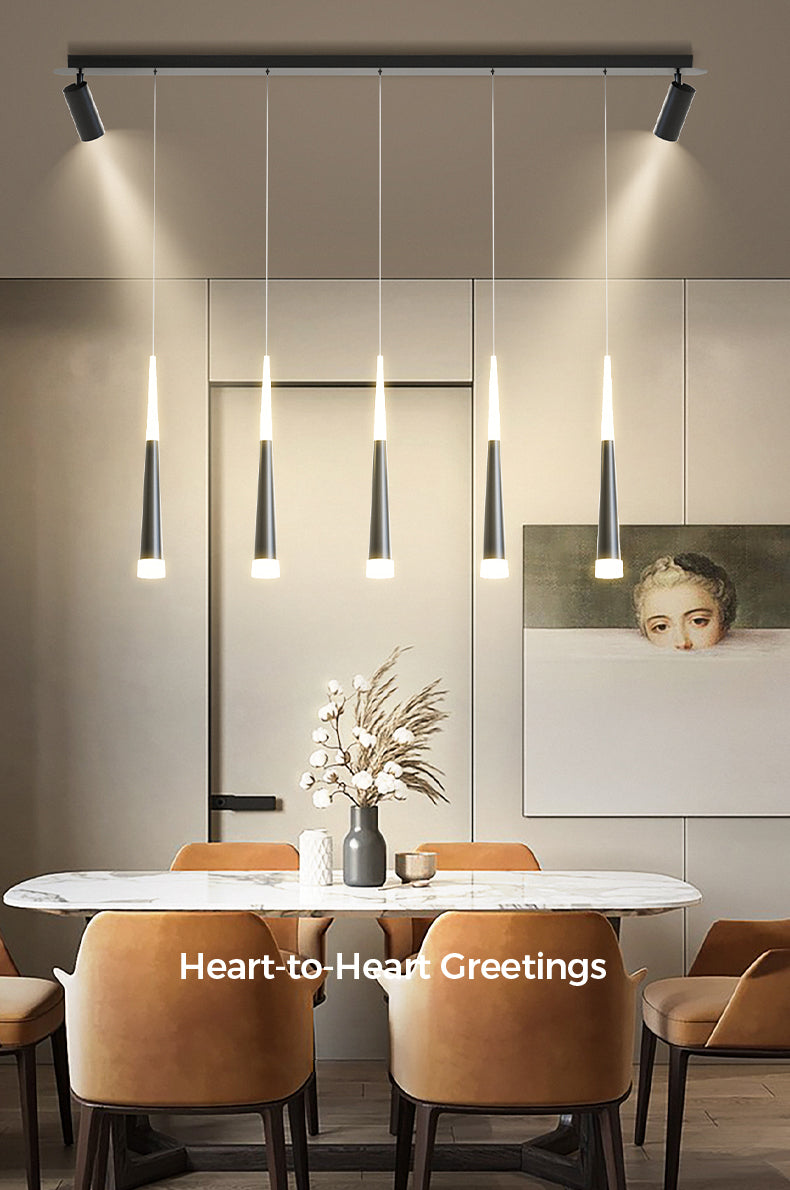 New Modern Metal Island Lighting Fixture LED Linear Chandelier Lights for Dining Room