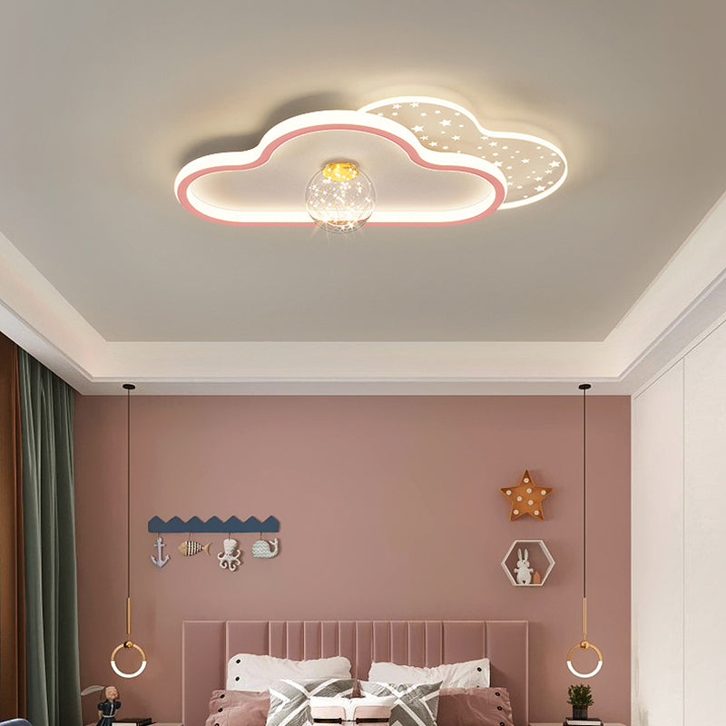 Plafonnier LED en métal de style contemporain, luminaire de plafond en forme de nuage, pour chambre à coucher