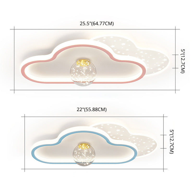 Plafonnier LED en métal de style contemporain, luminaire de plafond en forme de nuage, pour chambre à coucher