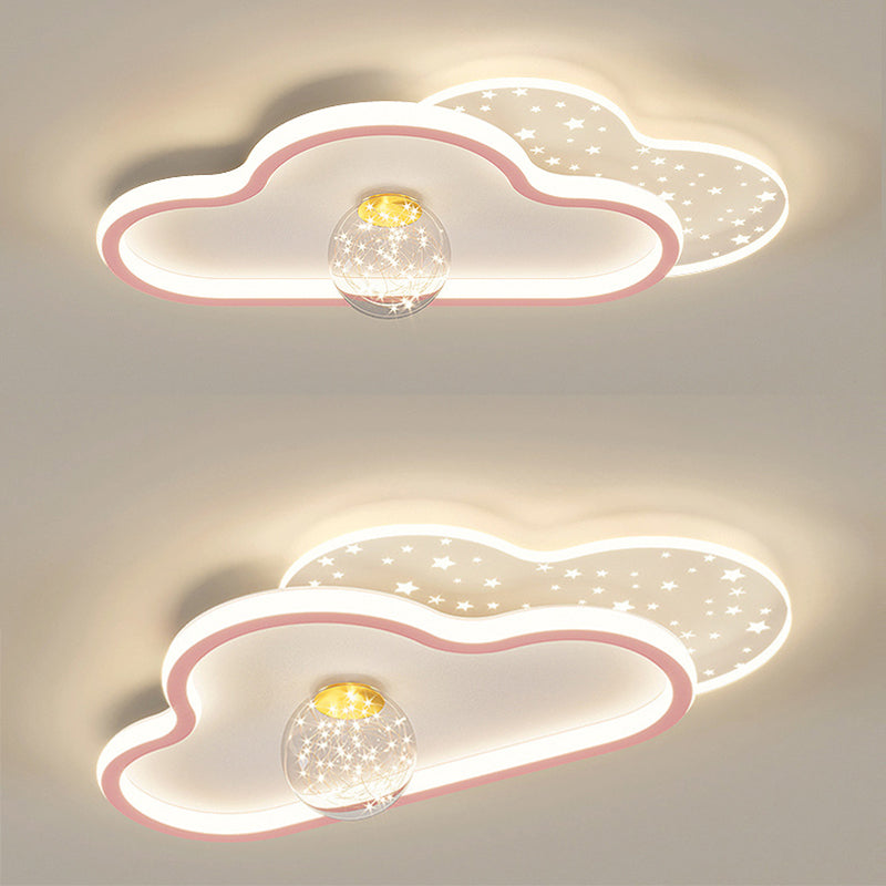 Plafonnier LED en métal de style contemporain, luminaire de plafond en forme de nuage, pour chambre à coucher