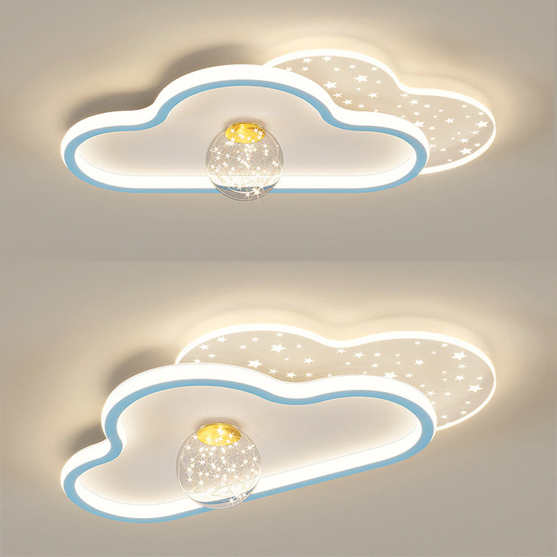 Plafonnier LED en métal de style contemporain, luminaire de plafond en forme de nuage, pour chambre à coucher