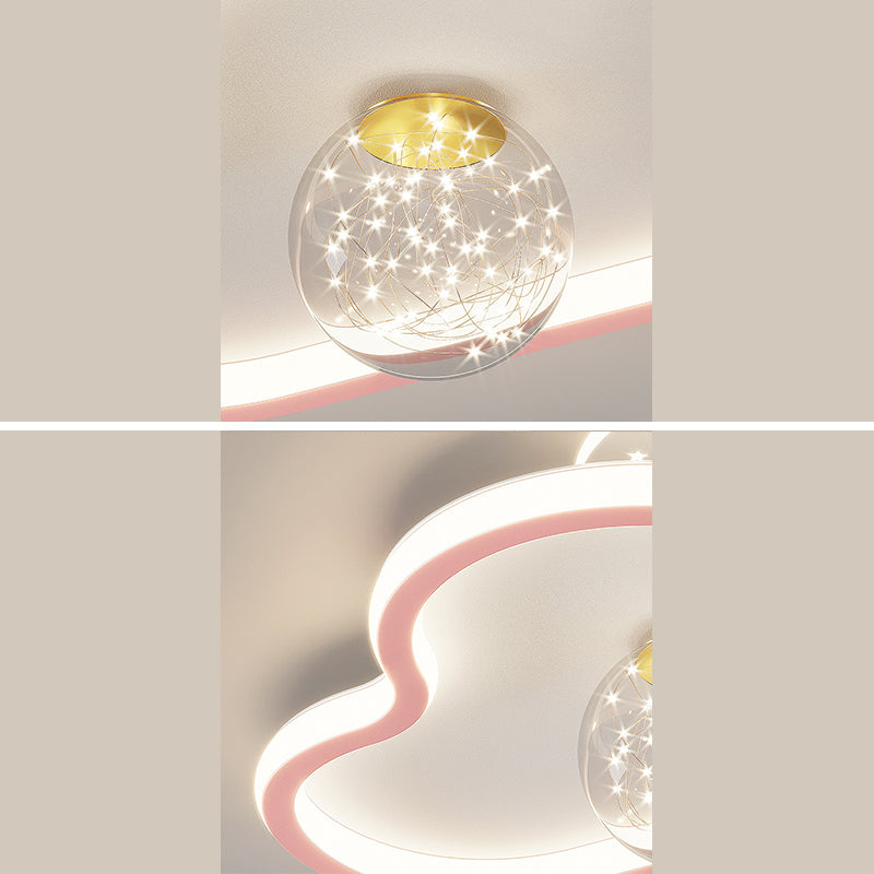 Plafonnier LED en métal de style contemporain, luminaire de plafond en forme de nuage, pour chambre à coucher