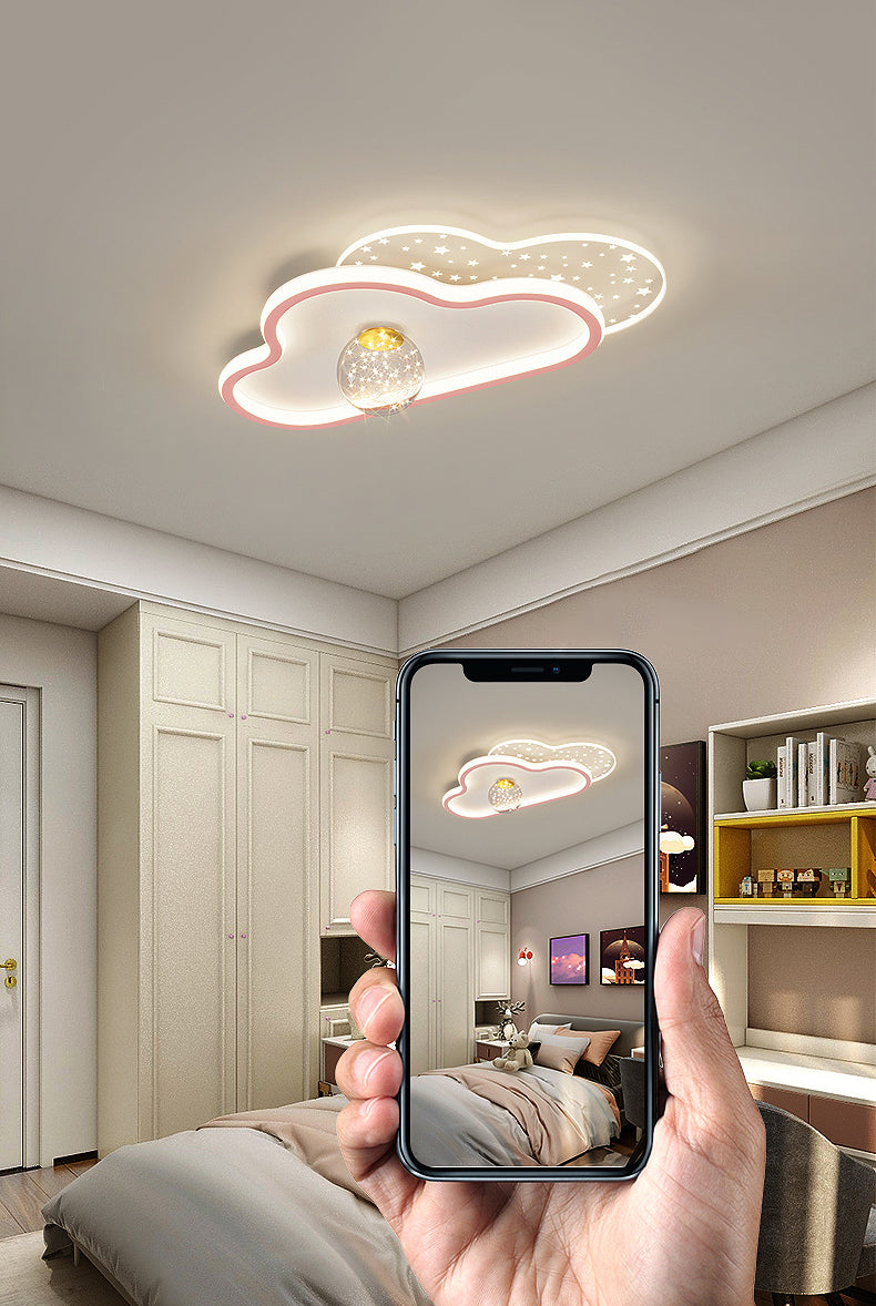 Plafonnier LED en métal de style contemporain, luminaire de plafond en forme de nuage, pour chambre à coucher