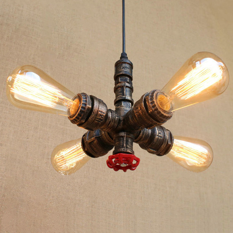 Metal Chandelier Light Fixture Water Pipe Industrial Style Chandelier Pendant Light