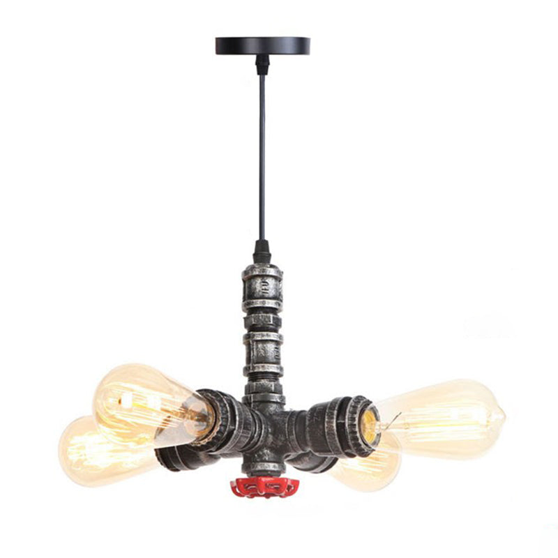 Metal Chandelier Light Fixture Water Pipe Industrial Style Chandelier Pendant Light