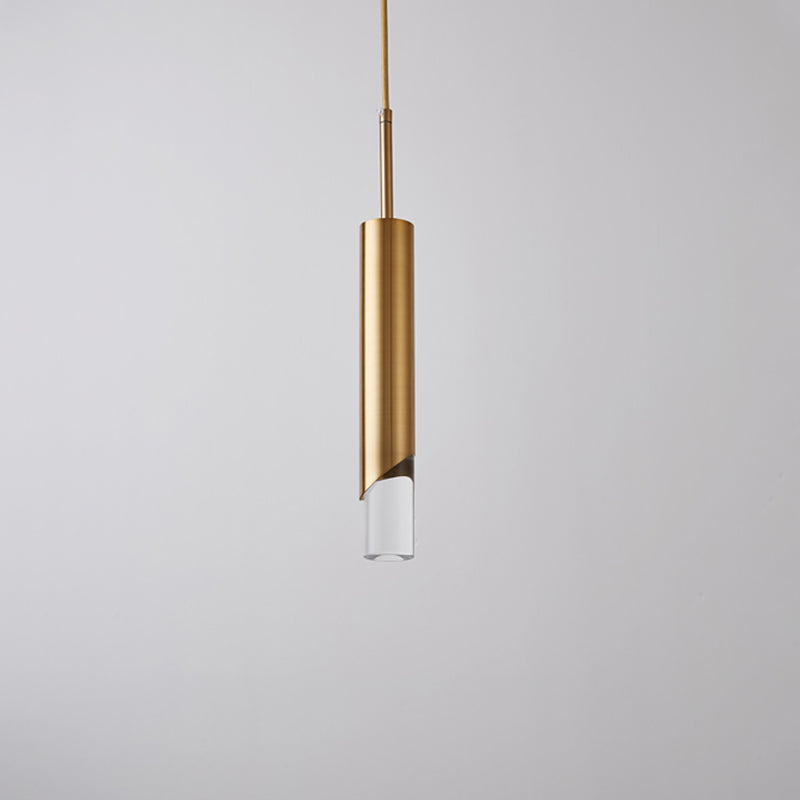 Luz colgante LED cilíndrica de aluminio en una lámpara de colgación acrílica de estilo conciso moderno para espacios interiores