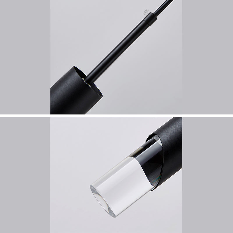 Luz colgante LED cilíndrica de aluminio en una lámpara de colgación acrílica de estilo conciso moderno para espacios interiores