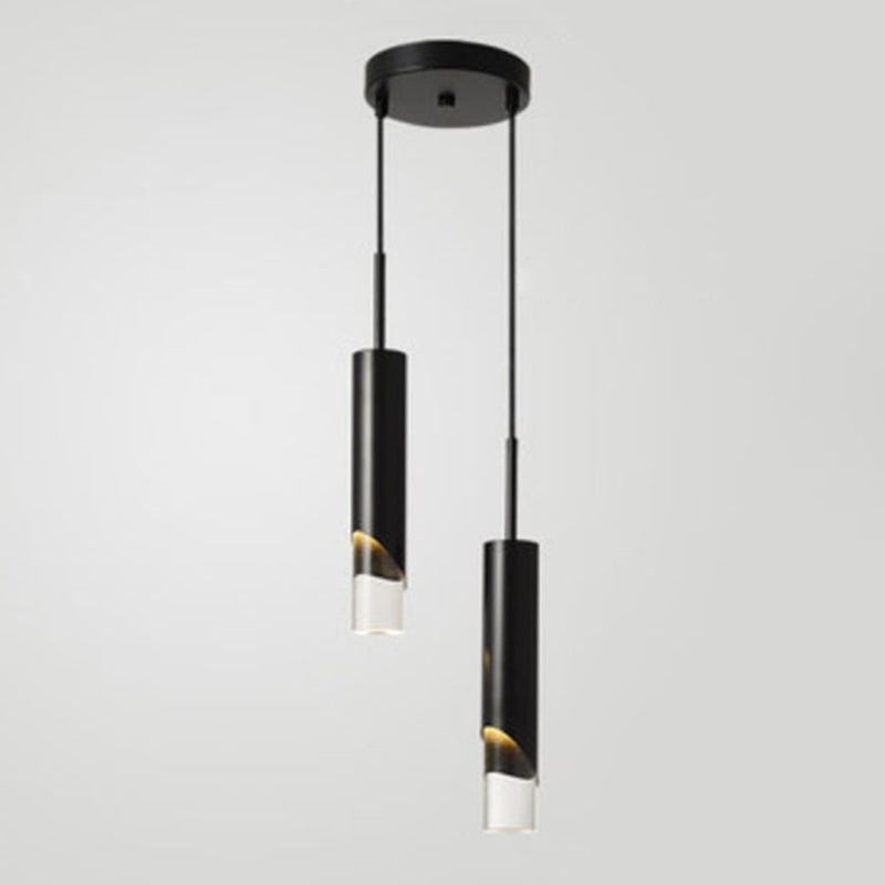 Modern Luxury Cylindrical Pendant Light Aluminium Indoor Hanging Light with Clear Acrylic Shade