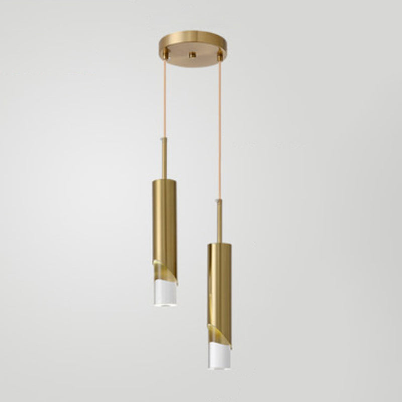 Modern Luxury Cylindrical Pendant Light Aluminium Indoor Hanging Light with Clear Acrylic Shade