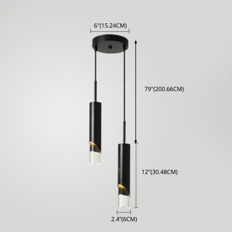 Modern Luxury Cylindrical Pendant Light Aluminium Indoor Hanging Light with Clear Acrylic Shade