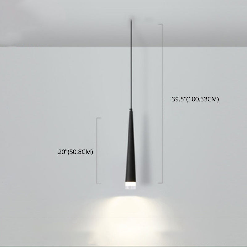Crystal Conical LED Pendant Light in Modern Luxury Style Aluminium Indoor Hanging Light in Black