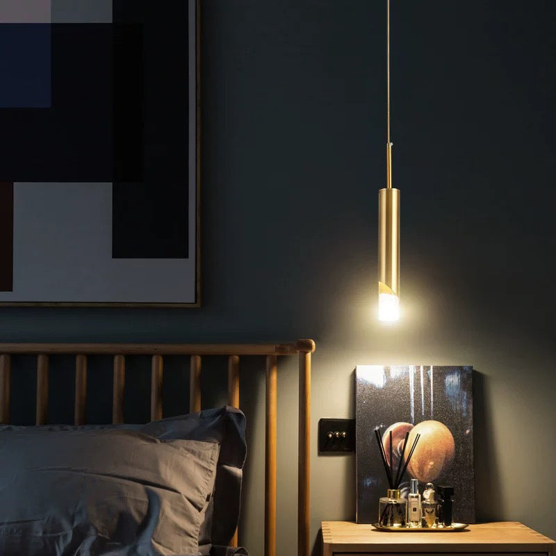 Cylindrical Acrylic LED Hanging Light in Modern Simplicity Wrought Iron Pendant Light for Bedroom