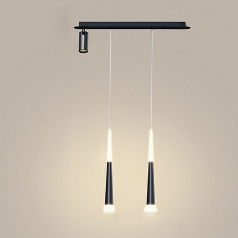 Cone Shaped Chandelier Lighting Fixture Simple Metal LED Dinning Room Island Pendant in Black